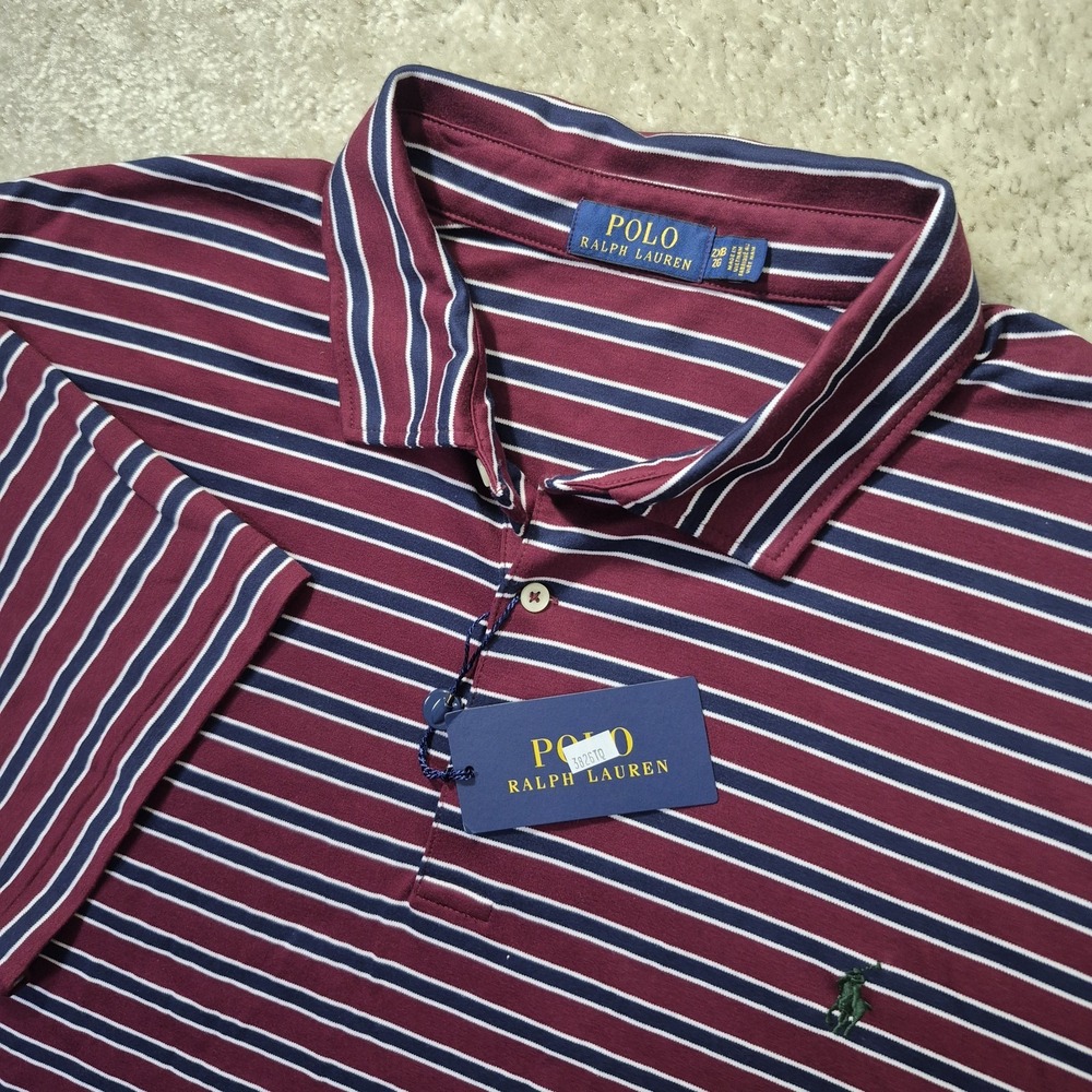 Polo Ralph Lauren Polo Shirt Mens 2XB Red Stripe Soft Cotton Preppy Academia New